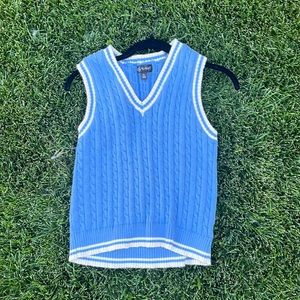 Say What Light Blue with White Trim Sweater Vest